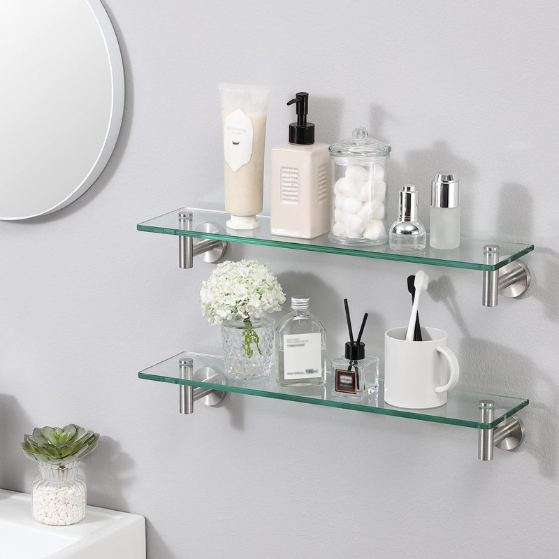 Ivy Bronx Elijahh 2 Piece Glass Floating Shelf & Reviews | Wayfair